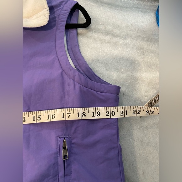 L.L. Bean Size M Purple White Full Zip Fleece Lined Soft Shell Vest Zip Pkckets - Picture 7 of 10